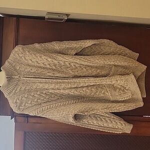 Carraig Donn | Zip-Up Sweater Cream Cable Knit Fisherman Pure Wool Ireland Heavy